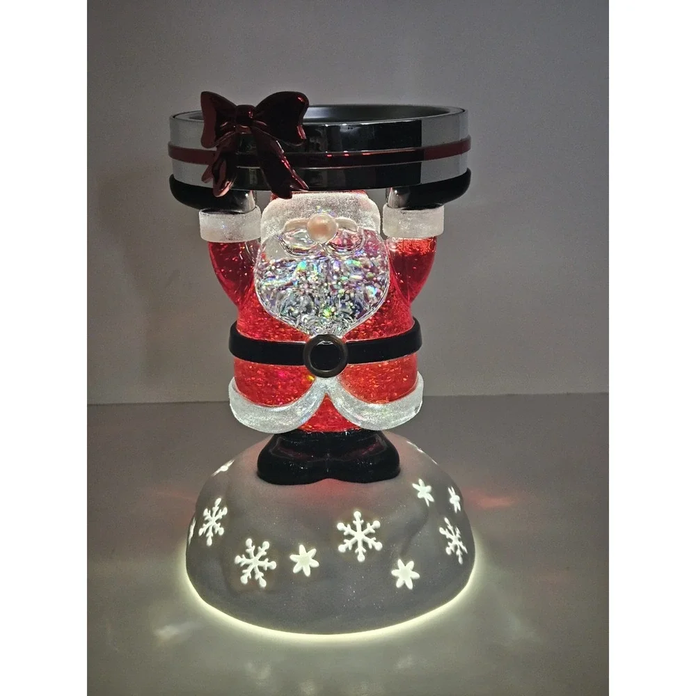 Bath & Body Works 2022 Santa Claus Light Up Water Globe 3 Wick Candle Holder